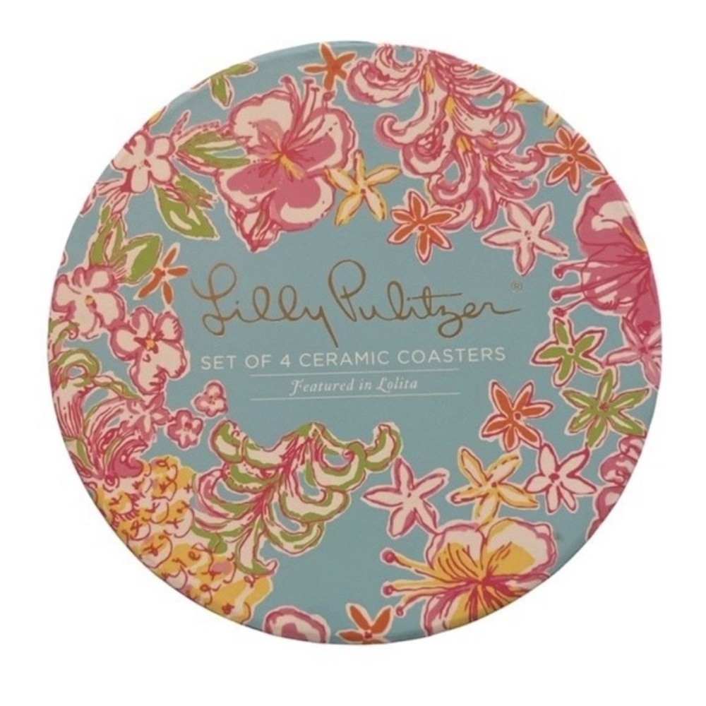 Lilly Pulitzer Ceramic Coasters (4) Trinket Dish Boxed Gift